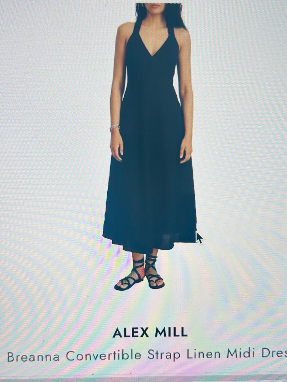 Alex Mill: Breanna Convertible Strap Linen Midi Dress, Size Small, Black